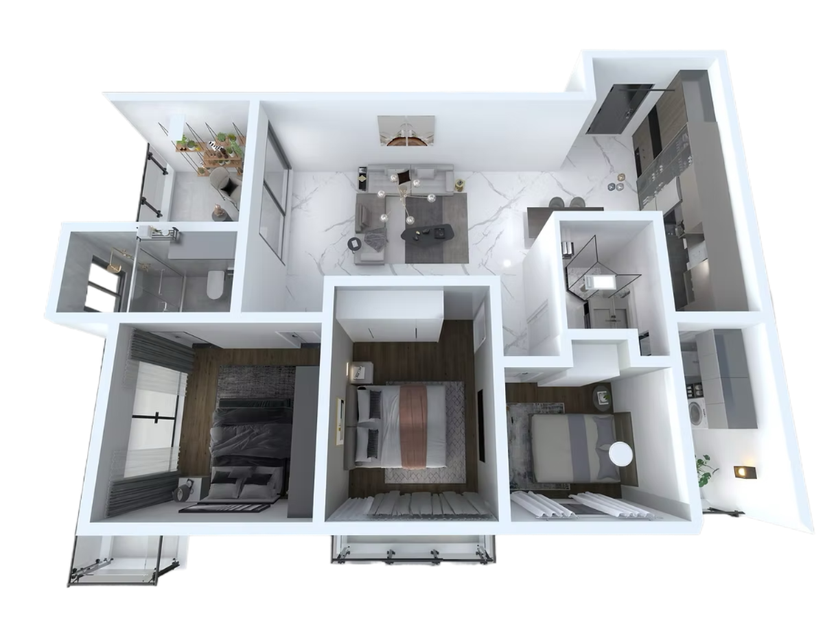 3 Bedrooms Floor Plan