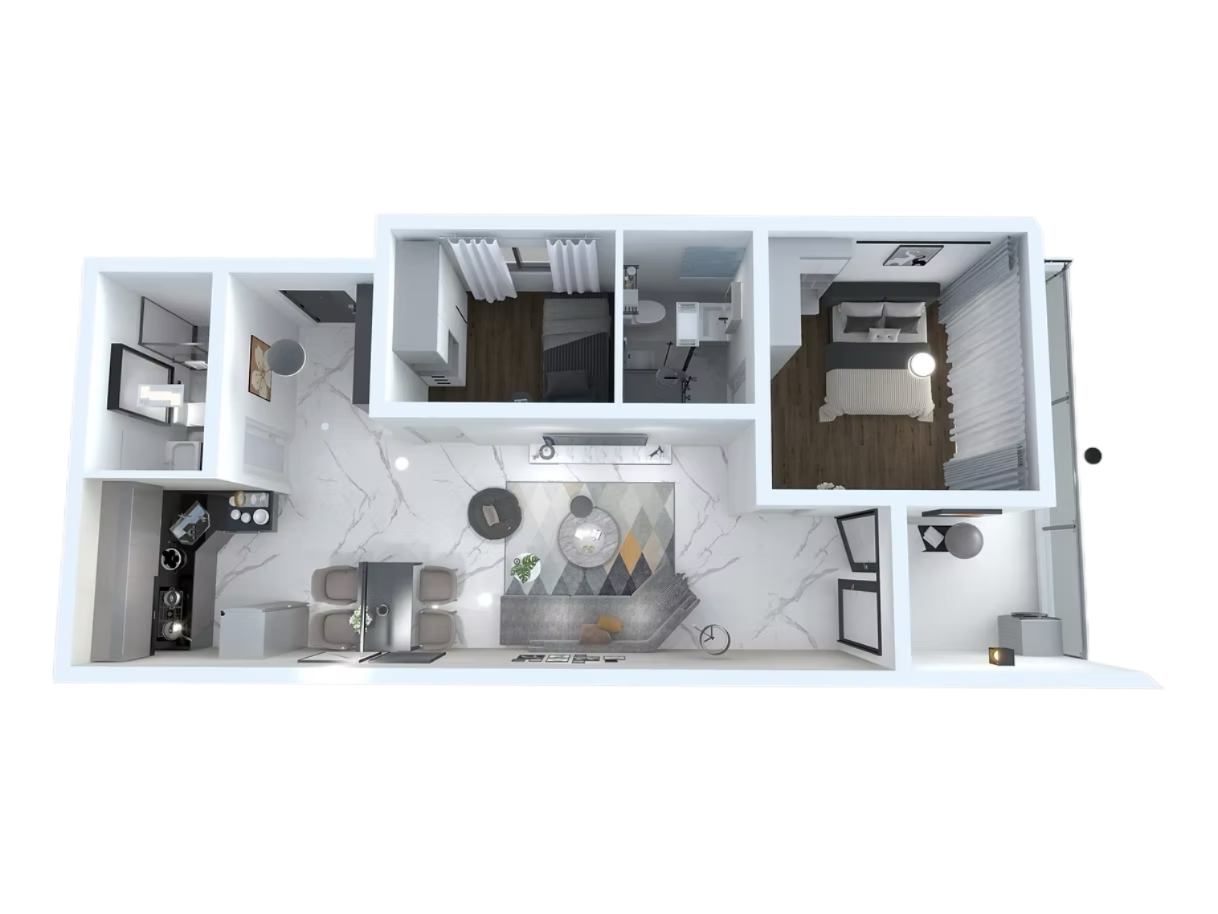 2 Bedrooms Floor Plan